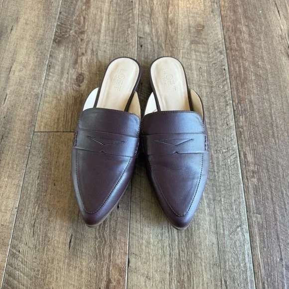 LOFT | Shoes | Loft Outlet Brown Pointed Toe Vegan Leather Mules Size 8 |  Poshmark
